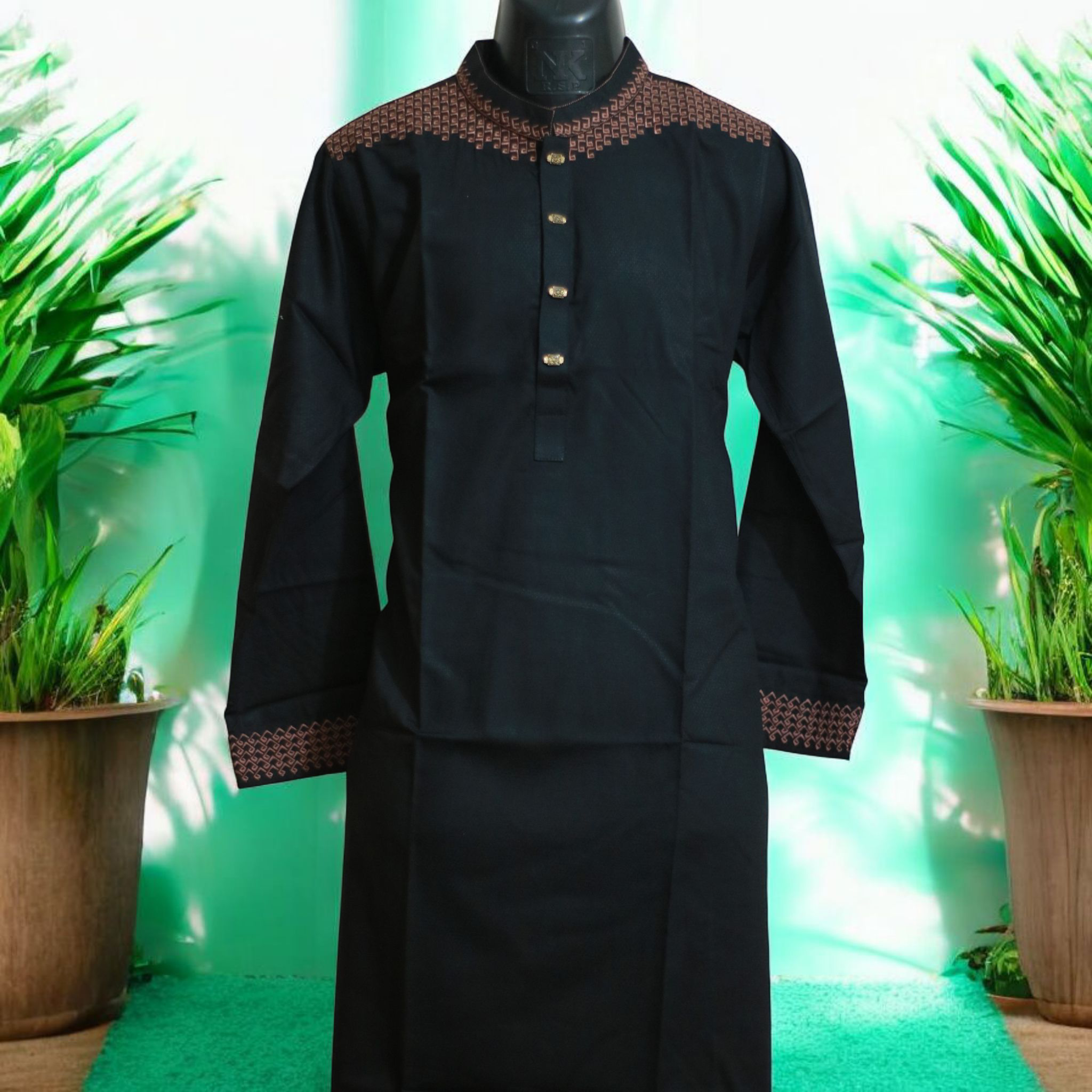 Kashmir Premium Men's Panjabi – Black, Elegant & Stylish